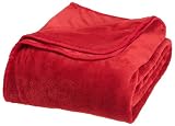 All Seasons Collection Micro Fleece Plush Solid F/Q Blanket, Crimson