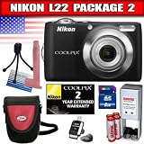 Nikon Coolpix L22 12MP Digital Camera with 3.6x Optical Zoom and 3.0 LCD (Black) Package 2