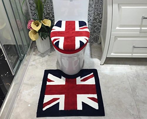 3 Pcs Fashion Flag Plush Toilet Seat Cover and Rug Set --- Contour Rug, Seat Cover, Lid Cover