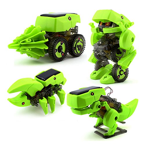 AMGlobal 4 In 1 Solar Robot Science & Education DIY Assemble Funny Toy Creative Construction Game for Kids Children for Fun(Drilling Machine Dinosaur Insect Kit)
