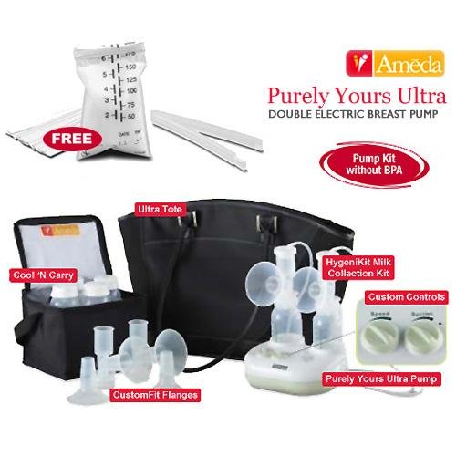 Ameda 17085KIT4 Combo 4 Purely Yours Ultra Breast Pump With Free Ameda Milk Storage Bags - 20 ct box