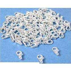 75 Lobster Clasps Claw Silver Plated Beading 10x6mm