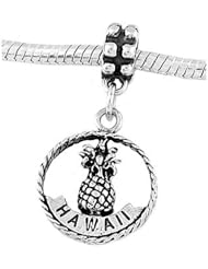 Sterling Silver Hawaii Cut Out Disc Dangle Bead Charm