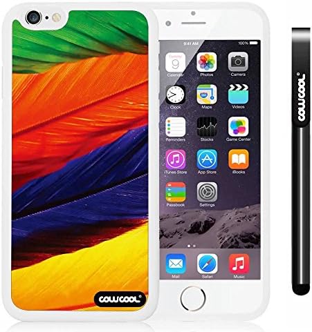 CowCool® Apple iphone 6 4.7 Inch Soft Silicone Design birds feathers White Shell Single Layer Protective Case (Style7)