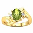 14K Yellow Gold Peridot and Diamond Ring
