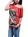 Allegra K Women's Short Sleeve Portrait Pattern Tunic Top Bright Red XL