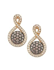 Champagne Diamond and Diamond Fashion Cluster Stud Earrings 5/8ctw