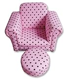 Trend Lab Club Chair and Ottoman, Pink/Chocolate Brown