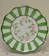 Pink Rose Buds and Green Stripes Porcelain Plate with Stand
