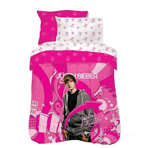 Justin Bieber 'Justin's World' Comforter & Sham Set - Twin Size 2Pc