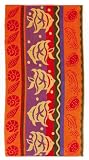 Angel Fish & Shell Red Multi - Luxury Velour Jacquard Beach Towel size 32x63 - 400 gram 100% Pure Ringspun Cotton - Brilliant intense vibrant colors - Highly absorbent easy care machine wash - Use for picnic poolside or colorful bath towel - Save 50%