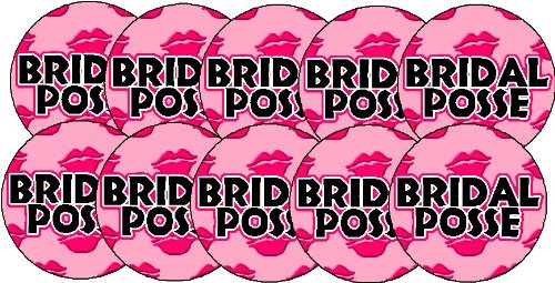 Set of 10 BRIDAL POSSE kiss lips) 1.25" Pinback Button Wedding Party Marriage Bachelorette