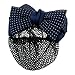 Rosallini Dotted Bow Barrette Hair Clip Bun Cover Dark Blue White w Net Snood