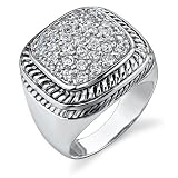 Sparkling Allure: Designer Inspired Sterling Silver Cable Style Pave CZ Diamond Ring