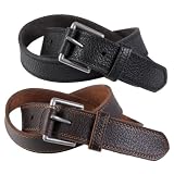 Joseph Abboud Mens Topstitched Genuine Saddle Leather Belt