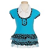 Little Girl Blue Heart Sparkle Ruffle Tee Shirt 4-6X