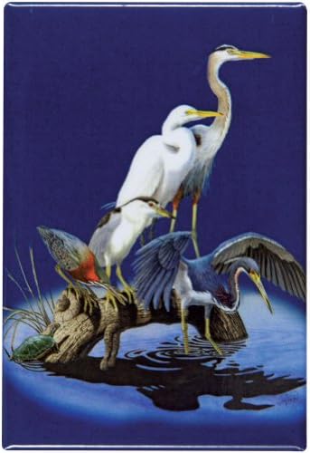 Animal World - Wading Birds Refrigerator Magnet - Blue
