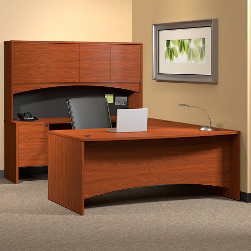 Cherry Laminate Bow Front UDesk with Hutch Cherry