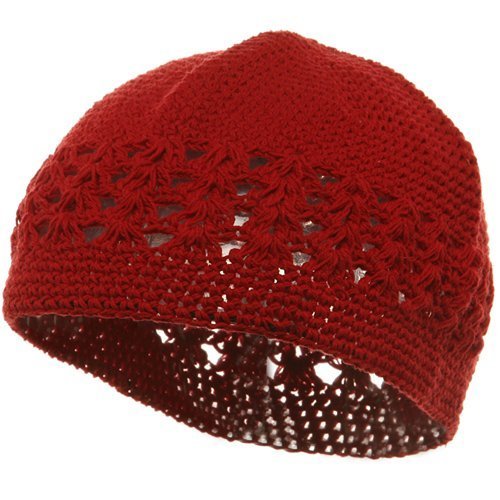 Hand Crocheted Beanie (02)-Red W16S27C