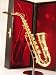 Miniature Collectible Goldtone Saxophone with Case & Stand