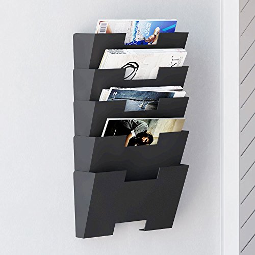 Wall Mount File Folder Holder Organizer Rack 5 Sectional Storage