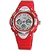 Jewtme Waterproof 100m Sports Digital Watch for Children Girls Boys with Three Alarms (Red)