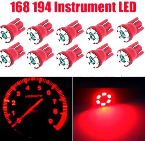 10x T10 Wedge Red Speedometer Instrument Gauge Cluster LED Light Bulbs 158 194
