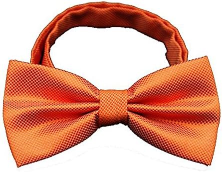 PurFits Mens Bow Ties Mixed Solid Assorted Colors Lattice Pattern Pre-Tied Adjustable Neck Tie Bowties (Orange)