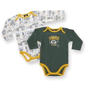 Gerber Two Pack Long Sleeve Packers Bodysuit, Boys