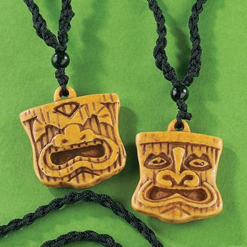 One Dozen Hawaiian Tiki Head Necklaces (12)