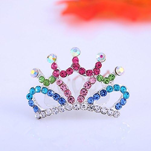 pride chrysanthemum Delicate Stylish 2016 new Boutique hair accessories tiara rhinestones Child bridal Comb Pin headdress crown (#7)