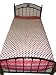 Indian Bedspread White Pink Floral Print Bed Cover Cotton Twin