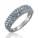 14k White Gold Blue Tanzanite Color Gem Stone Ring Band, TW: 1.05 carat