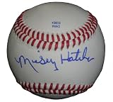 Mickey Hatcher Autographed ROLB Baseball, Anaheim Angels, Los Angeles Dodgers, Proof Photo of Mickey Signing for Us.