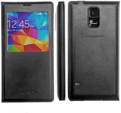 Galaxy S5 Case-Yerwal S View Auto Wake/Sleep Smart Case Flip PU Leather Skin Cover For Samsung Galaxy S5 i9600 G900-Black