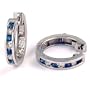 1/2 Carat Channel Set Diamond & Sapphire Earrings in White Gold (with Safety Lock)