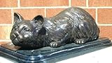 Metropolitan Galleries SRB30431AB Cat on Marble Base Bronze