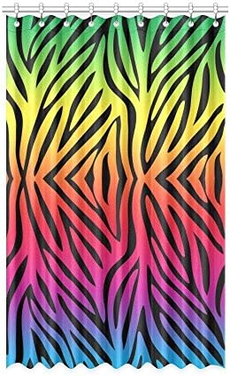 52"(width)x84"(height) Zebra Print Rainbow One Piece Funny Waterprof 100% Polyester Window Panel Curtains