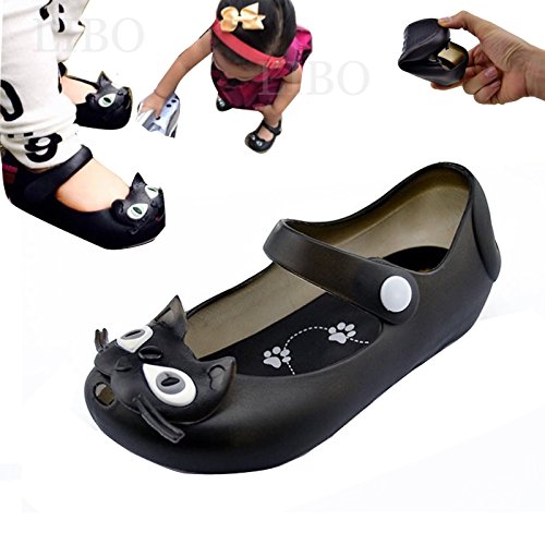 Gaorui Baby Jelly Black Cat Shoe Cute Sandals Kid Slip-on child Summer Ankle Strap Girl