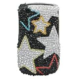 Premium Luxurious Designer Hard Diamond Crystal Snap-on Case for Blackberry Curve 8520 Case - Black Silver Rock Stars Diamond Design