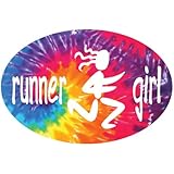 Runner Girl Tie-Dyed Oval Magnet