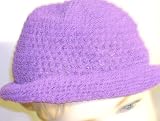 Hand Crocheted Purple Rayon Cotton Gimp Floppy Hat for Children and Teens