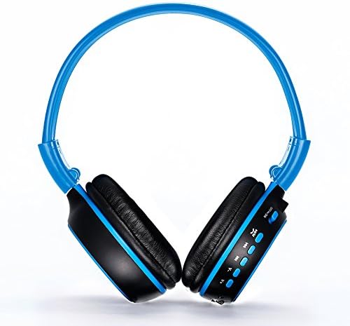 N65 Hi-fi Digital Stereo Wireless Overhead Headset Headpiece Support SD/TF FM Music Player LCD Screen Display Sport Headphones Earphone Headset (Blue)