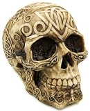 Celtic Owl Knotwork Human Skull Statue Pagan
