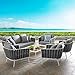 Modway EEI-3168-WHI-GRY-SET Stance Outdoor Patio Aluminum Sectional Sofa Set, 6 Piece, White Gray