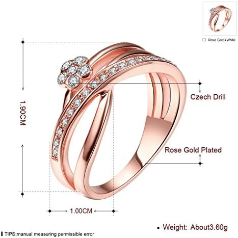 Women's Ladies 18K Golden Jewelry Charm Crystal Ring Wedding Party Gift R711 New Size:USA Size 8 Color:Rose Gold