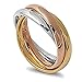3MM Stainless Steel Tri color Interlocked Rolling Band Ring (Size 3 to 13)