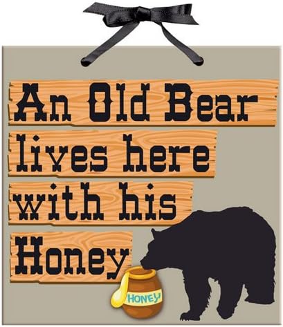 Ceramic Tile Square Sign Plaque " A Bear Lives Here With His Honey "