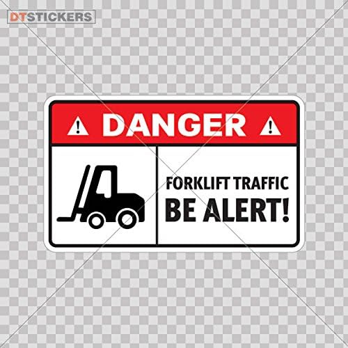 Sticker Safety Sign Danger Forklift Traffic. Be Alert! Color Print (8 X 4.8 I... Size: 5 X 3 Inches Vinyl color print