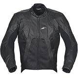Alpinestars Alloy Men's Leather Street Bike Motorcycle Jacket - Color: Black, Size: 50